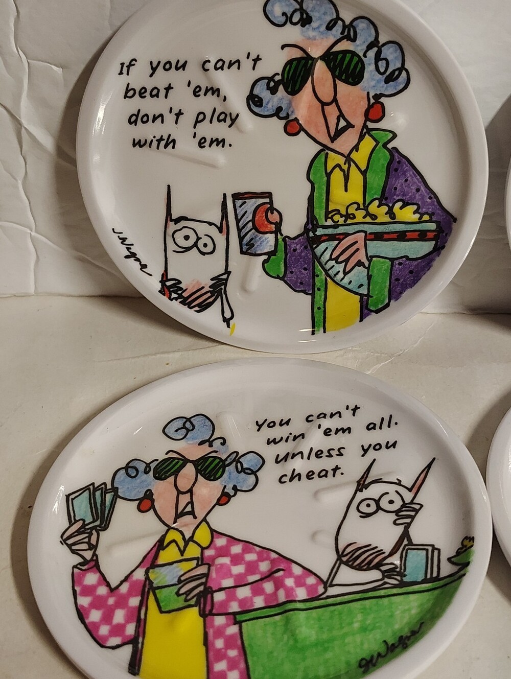 Hallmark Shoebox Maxine Melamine Coasters Vintage Set Of 4 Ridged